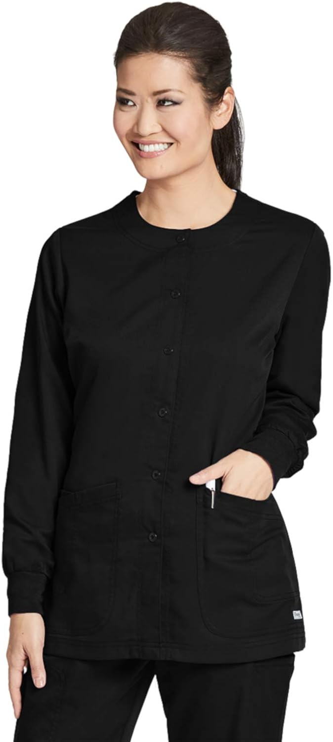 Grey's Anatomy 4-Pocket Warm-Up for Women– Classic Fit Medical Scrub Jacket: Clothing