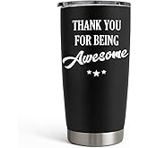 SANDJEST Thank You for Being Awesome Tumbler Gift Set - Birthday, Christmas, Appreciation Inspirational Gifts for Women, Men, Coworkers - 20oz Stainless Steel Insulated Coffee Travel Mug