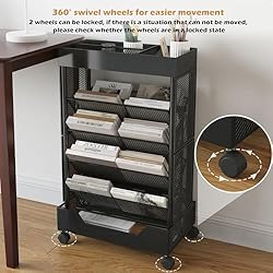 COVAODQ Book Cart with Wheels Mobile Bookshelf