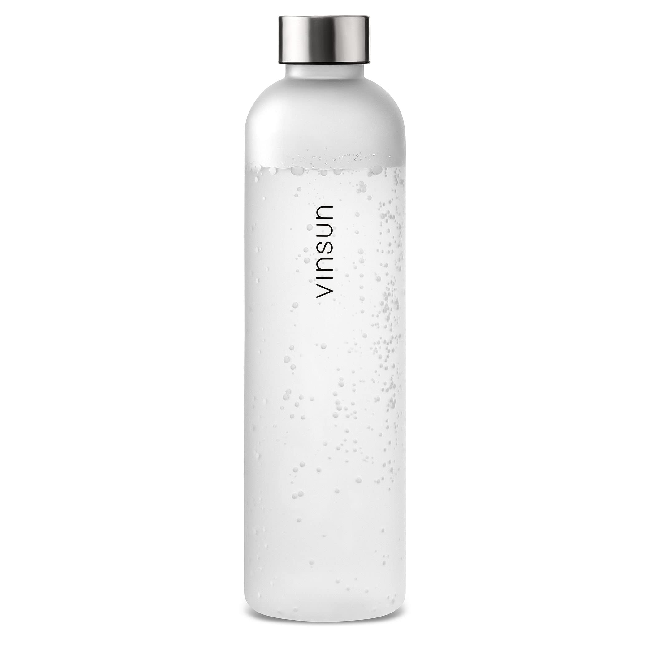 VINSUN Water Bottle 1L White, Leak-proof Water Flask - BPA free, Reusable, Tritan - Drinks Bottle for Sports, Gym, Travel, School, Cycling, Running, Work