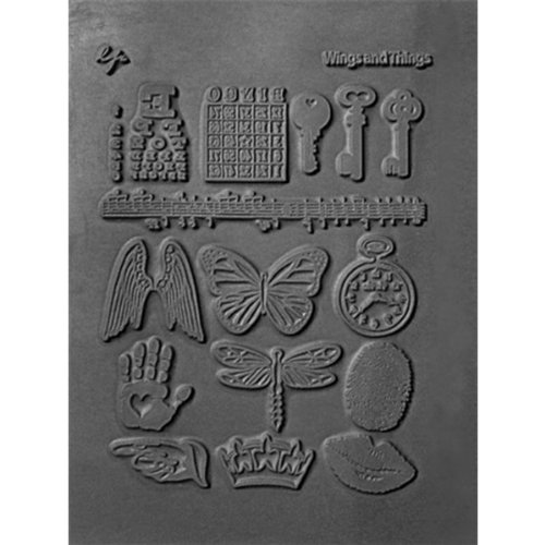 Lisa Pavelka Polymer Clay Art Supplies (Style 185) - Rubber Mold Crafting Texture Stamp - Wings and Things