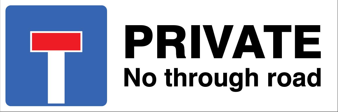 Caledonia Signs 17684G Private No through road Rigid PVC Safety Sign, 100.0 mm*300.0 mm*1.0 mm