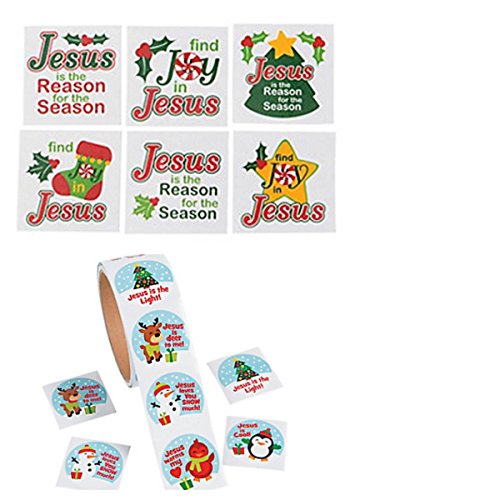 Buy 100 Religious CHRISTMAS Stickers & 72 TATTOOS JESUS is the Reason