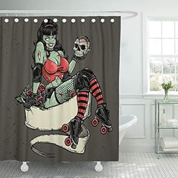 Amazon Com Emvency Fabric Shower Curtain With Hooks Zombie Roller