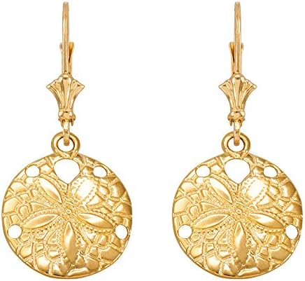 Claddagh Gold14k Yellow Gold Sea Star Sand Dollar Leverback Earrings