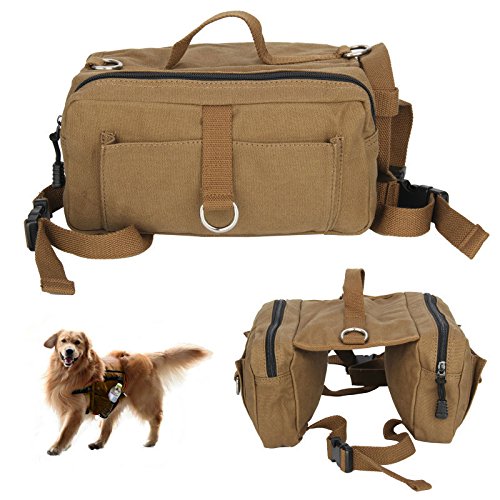 ALLY Canvas Dog Backpack Saddle Bag for Medium and Large Dog, idea for