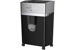 BONSEN 12-Sheet Micro Cut Paper Shredder for Home Office Use, High Security Level /55dB Ultra-Quiet/40-Minutes Shredding Shreds Credit Card/Staples, 5.3-Gallons Pullout Bin (S3106)