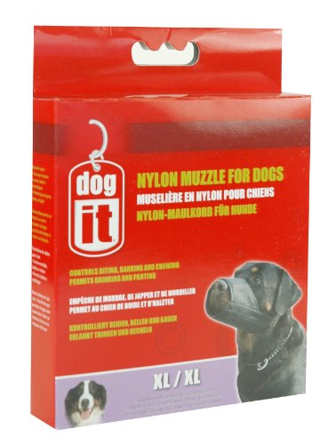 Dogit Nylon Dog Muzzle, Black, X-Large/8-1/2-Inch