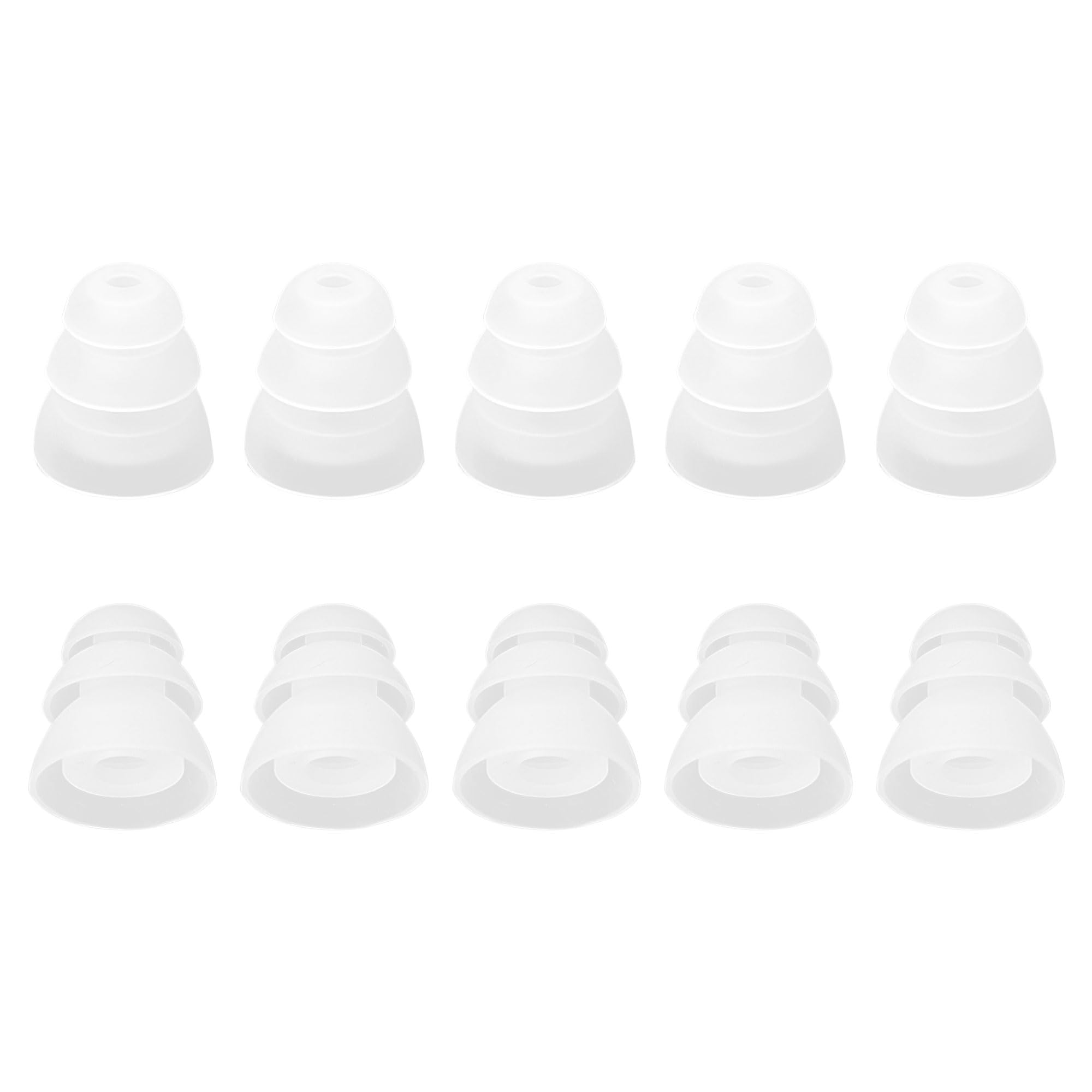 sourcingmap Replacement Earbuds Tips, Soft Silicone Earpads with Three Flanges Noise Reduce Eartips for Earphone, 10pcs 5mm Inner Hole Ear Cushion Earpads Fit Most In-Ear Headphones, Clear