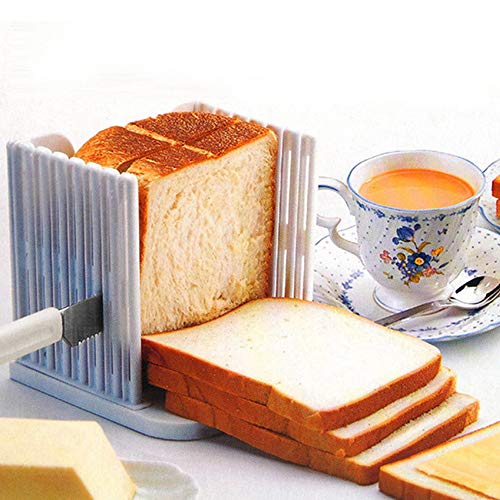 FayTun Bread Slicer Toast Cutting Guide Bagel Loaf Slicer Cutter Mold Sandwich Maker Toast Slicing Machine Foldable Adjustable & Customizable with 4 Slice Thicknesses (White)