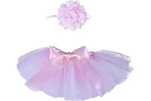 Haokaini Newborn Baby Girls Photography Prop Tutu Skirt Dress with Floral Headband Set 0-4 Month
