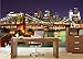 Large Photo Wallpaper – Brooklyn Bridge at Night – Picture Decoration New York City Skyline Illuminated Skyscraper Street USA Image Decor Wall Mural (132.3x93.7in - 336x238cm)
