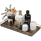 Pursura Toilet Paper Basket, Bathroom Basket for Counter Toiletries Towel Decor, Toilet Tank Tray, Guest Back of Toilet Organizer Storage, Vanity Tray for Perfume Makeup, Kitchen 13”x6.5” Brown-Gold