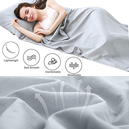 image for Siaomo Travel Sheets Sleeping Bag Liner - Comfy Breathable Cotton Poly