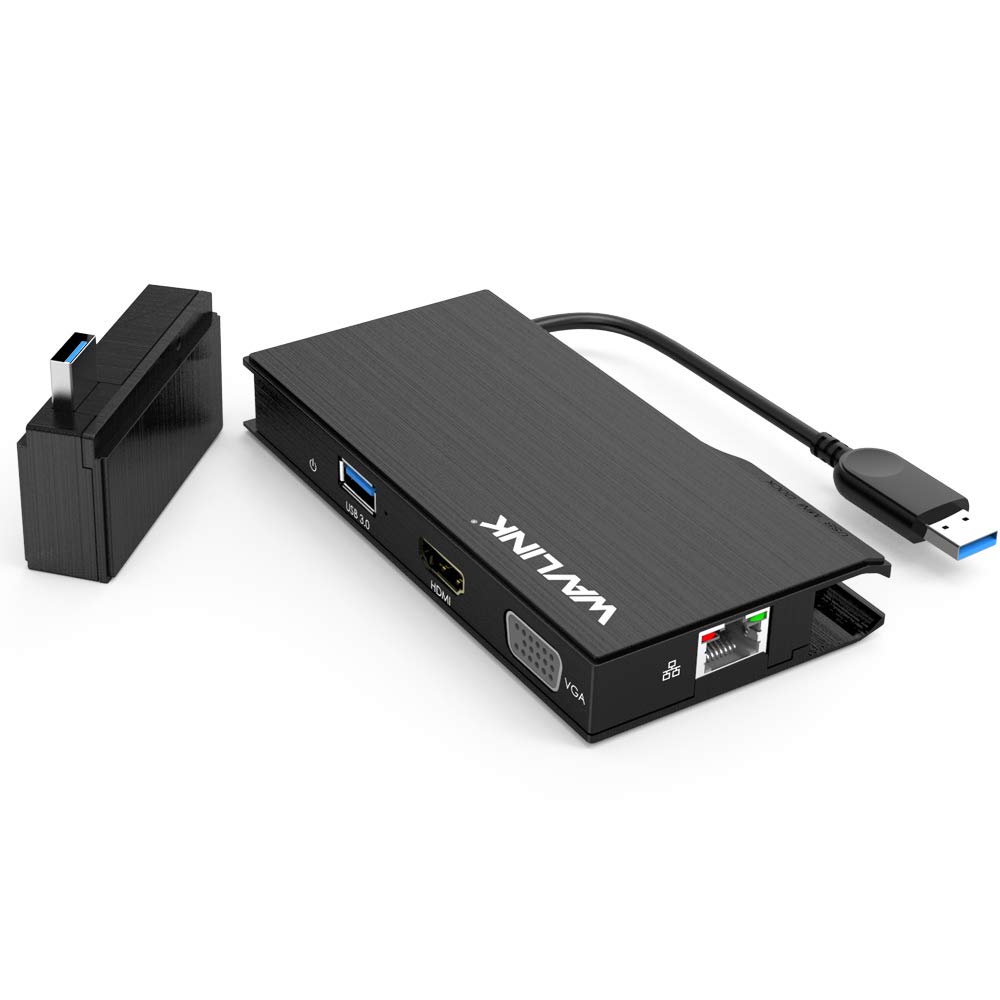 Wavlink USB 3.0 Universal 2K Mini Docking for Tablets/Notebooks, Dual Video HDMI/VGA with Gigabit Ethernet, USB 3.0 Gate, SD/TF Card Reader, HDMI up to 2560x1440 and VGA 1920x1200, for Windows, Mac
