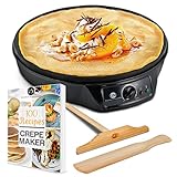 Professional Crepe Maker Machine by G&M Kitchen Essentials – Non-Stick 12” Electric Pancake Griddle –Adjustable Temperature Dial – BONUS 100 RECIPE E-COOKBOOK, Batter Spreader & Wooden Spatula