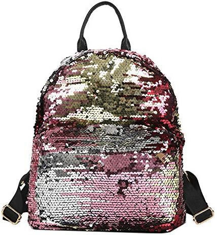 Blansdi Reversible Sequin School Backpack Glitter Magic Sequins School Bag Bling Casual Shoulder Bag for Women Girls Teens Gold