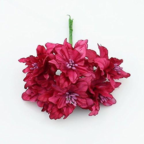 HJFF-6pieces 5cm Artificial orchid Flowers Bouquet,silk lily flower For Wedding,Fuschia