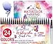 Watercolor Brush Pens Kit of 24 Colors + 1 Water Brush Blending Pen + 12 Sheet Watercolor Paper Pad Sketch Book