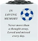 YöL Football Grave Side Vase Resin Rose Bowl Memorial with Lid Blue view 1