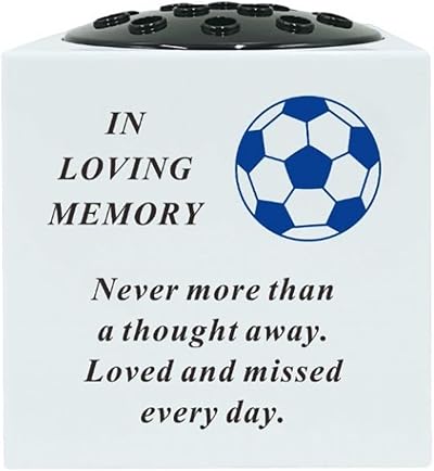 YöL Football Grave Side Vase Resin Rose Bowl Memorial with Lid Blue