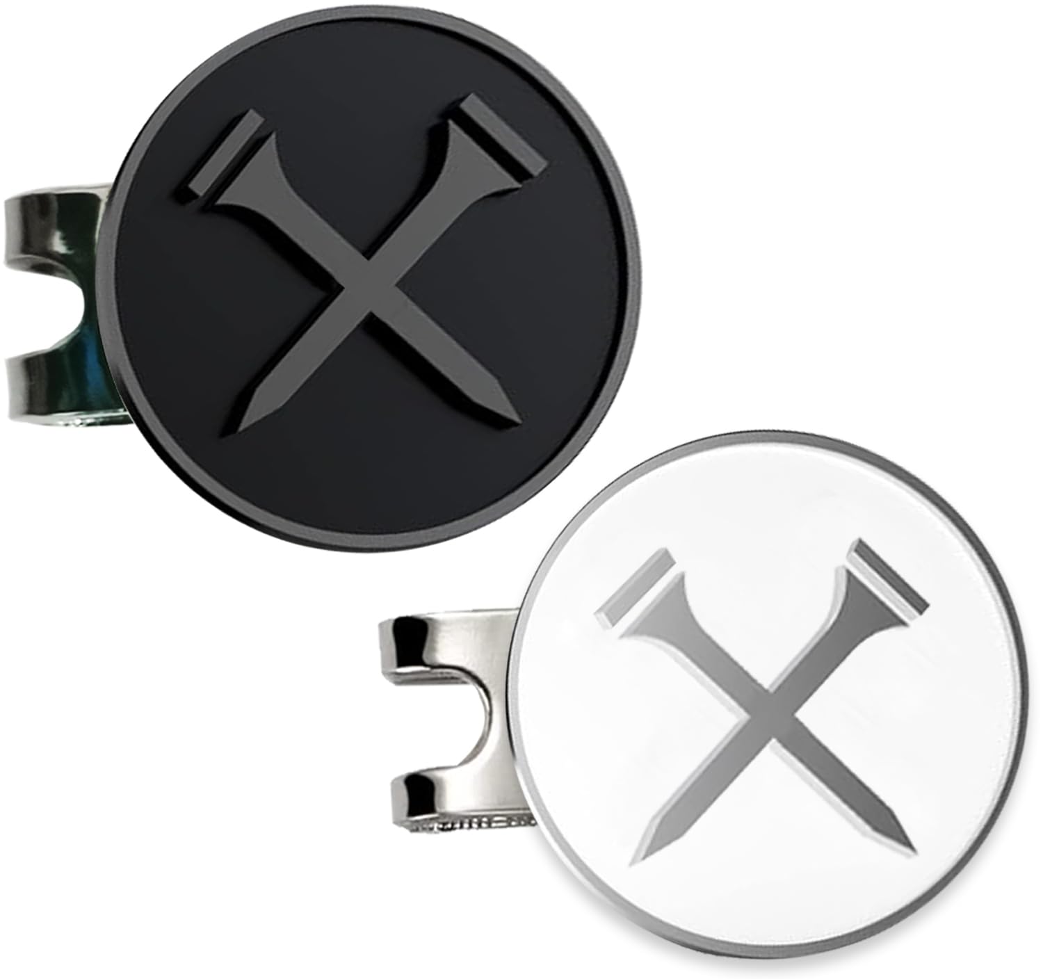 Adhere Golf ball Markers Soft Enamel golf ball markers with strong Magnetic Hat Clip, A Premium Golf Gifts for Golfer (White+Black)