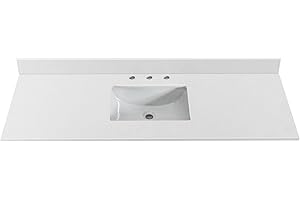 EQLOO 60 in. W x 22 in. D Quartz Bathroom Vanity Top, with Undermount Rectangular Single Sink, 8 Inch Widespread Faucet Hole and Backsplash Vanity Sink Top in Crystal White