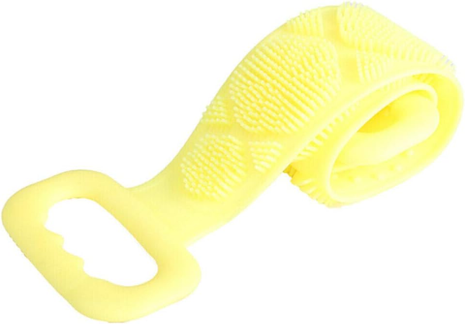 Long Bath Towel Pull Back Strap Wash Scrubber, Bath Shower Body Brush Double Side Exfoliating Belt Dead Skin Remover Tool (Yellow)