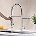 GICASA Copper Kitchen Faucet, Solid Brass Brushed Nickel Kitchen Faucet, Heavy Duty Spring Pre-Rinse Single Handle Kitchen Faucets with Pull Down Sprayer and Pot Filler, Commercial Style Sink Faucet