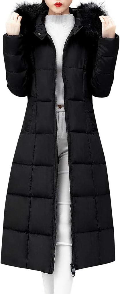 Women's Coat with Fur Hood Thicker Winter Slim Lammy Jacket Long Parka Puffer Jacket Outdoor Warm Coat