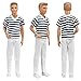 E-TING 3 Sets Casual Wear Plaid Shirt T-shirt Jeans Pants Trousers Doll Clothes for Barbie Fashionistas Ken Doll (#B1)
