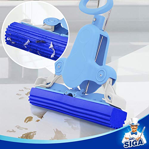 MR.SIGA Sponge Mop with Super Absorbent Sponge Head and Telescopic