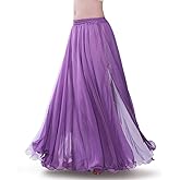 ROYAL SMEELA Chiffon Fairy Belly Dance Skirt Women Belly Dancing Costume Tribal Belly Dance Dress High Split, 10 Colors