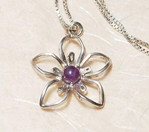 Small Delicate Nature Inspired Flower Floral Sterling Silver 925 Purple Amethyst February Birthstone Pendant Necklace For Her