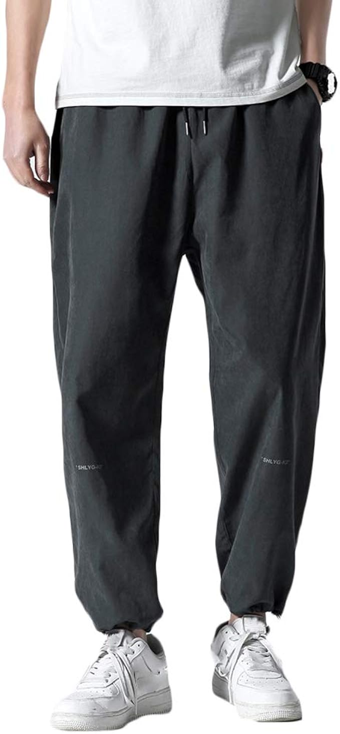 Aowofs カジュアルパンツ メンズ プリント ワイドパンツ 日常着 9分丈 ズボン ロングパンツ 夏 秋 無地 通気 部屋着 大きいサイズ ゆったり ロングパンツ 通販 Amazon