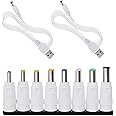 UCEC DC 5V Power Cord, Universal USB to DC 5.5x2.1mm Plug Charging Cable with 8 Interchangeable Plugs Connectors Adapter for Router, Mini Fan and More Electronics Devices (White), 2 PCS