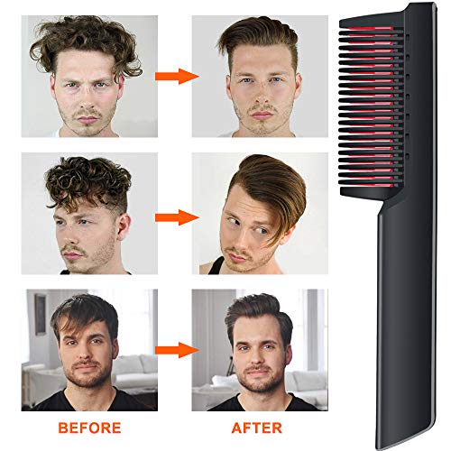 Hair Straightener Brush Ceramic Heating,Beard Straightener Comb,6 Temperature Control,Anti-Scald,Frizz-Free,30s Fast Heat Up, Auto Off,360 Swivel Cord, Portable Hair Straightening Comb,For Men & Women