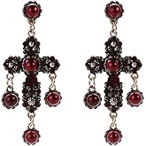 Relovet Cross Baroque Earrings Black Red Gothic Punk Earrings Accessories for Women