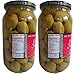 Tassos Double Stuffed Jalapeno-garlic Super Mammoth Greek Olives, 35.27 Oz ( 2 JARS )