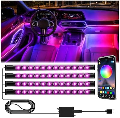 Luces LED Coche Interior,Car Accessories App Control, Regalo para Dia de la Madre, Hombre, Mujer, Luces con Puerto USB, Car Ambient Lights (1)