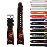 StrapsCo Perforated Rubber Rally Racing Watch Band Strap with Curved Ends - 20mm 22mm 24mm