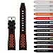 StrapsCo Rubber Perforated Rally Watch Strap Band w/ Curved Ends, Black & Orange, 20mm