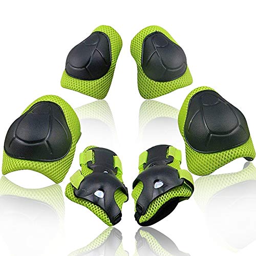 Kids/Youth Knee Pad Elbow Pads Guards Wrist Guards Protective Gear Set for Rollerblade Roller Skates Cycling BMX Bike Skateboard gs Scooter Riding Sports,Toddler for Multi-sports Outdoorï¼ˆAge3-7ï¼‰Green