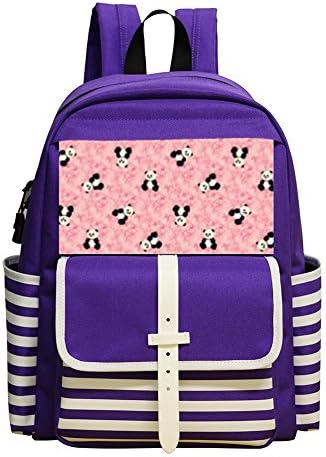 Cute Panda Pink Unisex Kindergarten Purple Packback School Shoulder Backpack for Girls Boys
