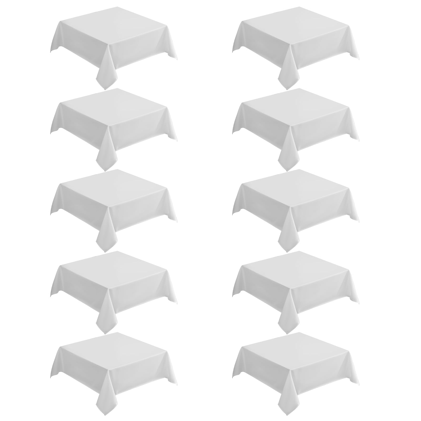 VidaFete Square Tablecloth 10 Pack52 x 52 Inch Tablecloths Stain Wrinkle Resistant Polyester Dining Table Cover for Kitchen Dinning Party Wedding Rectangular Tabletop Buffet Decoration(White) Image
