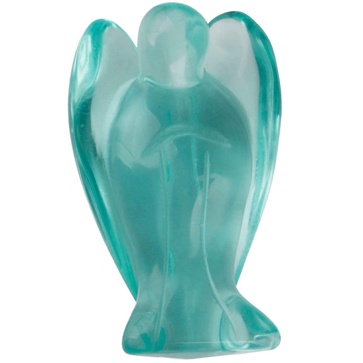 Nupuyai Blue Glass Guardian Crystal Angel Ornament, 4cm Hand Carved Healing Gemstone Pocket Angel Statue Figurine for Home Decor