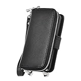 Pooqdo (TM) 2015 Newest Magnetic Zip Flip Wallet Leather Card Case Cover for Iphone 5 5g 5s (Black)