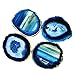 Pantrasamia Agate Coaster Cup Mat Natural Sliced Agate Beverage Coasters for Drinks Gift Set of 4 Plates (3.5-4 Inch, Blue)