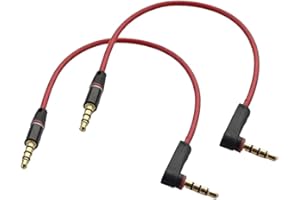 Seadream 2Pack 8 inch 4-Pole 3.5mm Male Right Angle to 3.5mm Stereo Audio Cable Headset Extension Cable Replacement for Beats