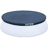 Intex 28021E Pool Cover: For 10ft Round Easy Set Pools &ndash; Includes Rope Tie &ndash; Drain Holes &ndash; 12in Overhang &ndash; Snug Fit